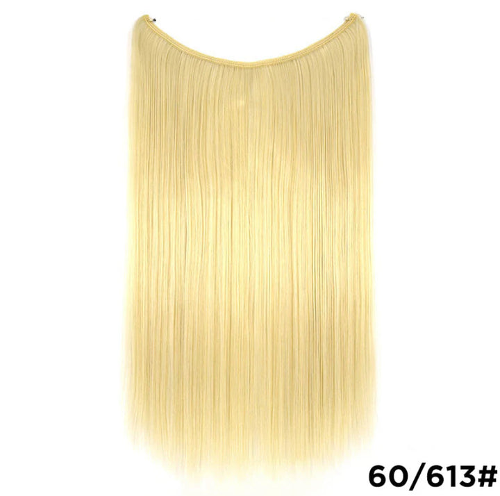 22 inches Invisible Wire No Clips in Hair Extensions Secret Fish Line Hairpieces Silky Straight Synthetic